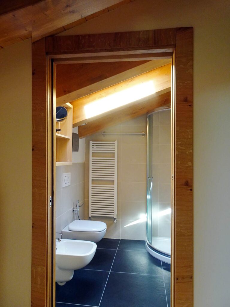 Bagno di una camera dell'Hotel Aigle, Courmayeur Mont Blanc.