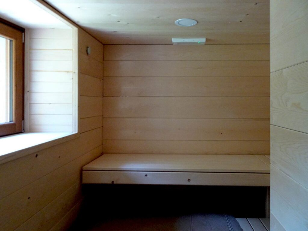 Interno sauna dell'Hotel Aigle a Courmayeur Mont Blanc.